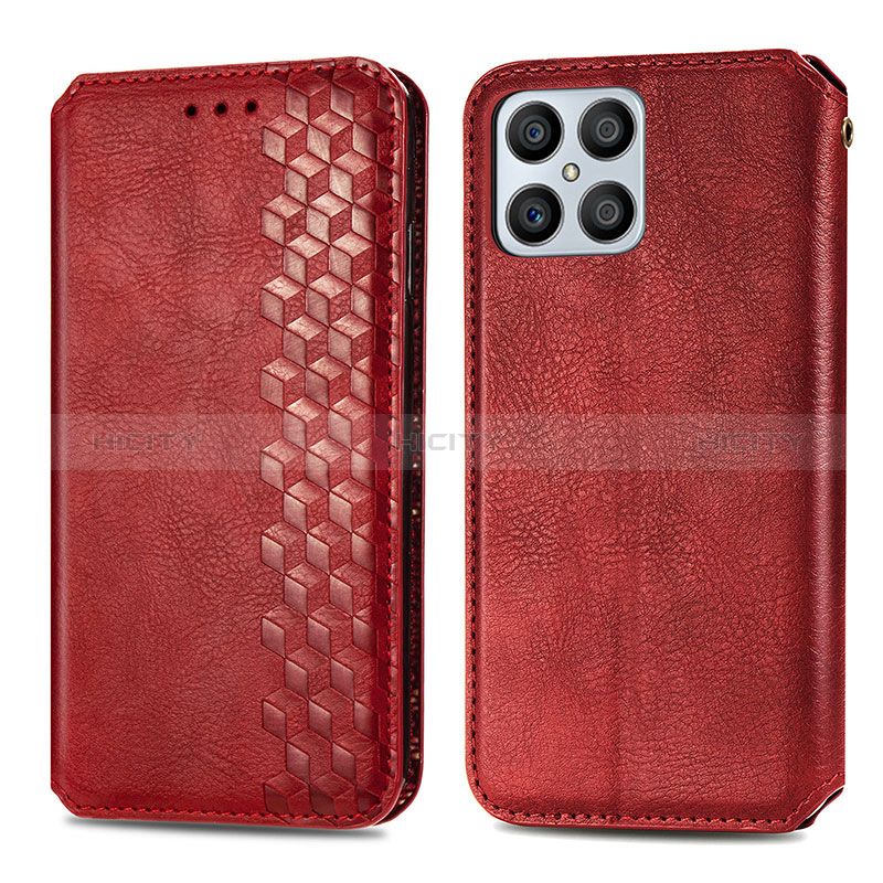 Handytasche Stand Schutzhülle Flip Leder Hülle S01D für Huawei Honor X8 4G Rot