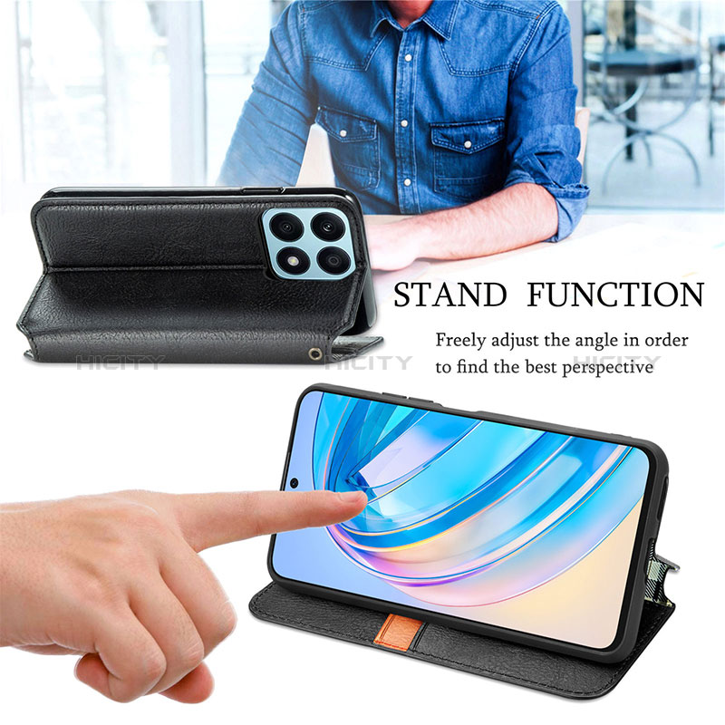 Handytasche Stand Schutzhülle Flip Leder Hülle S01D für Huawei Honor X8a 4G groß