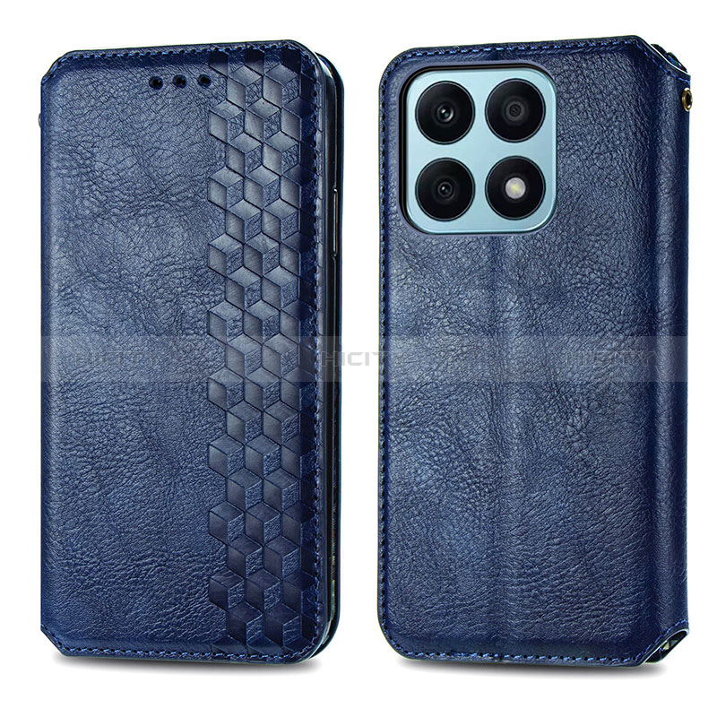 Handytasche Stand Schutzhülle Flip Leder Hülle S01D für Huawei Honor X8a 4G Blau Plus