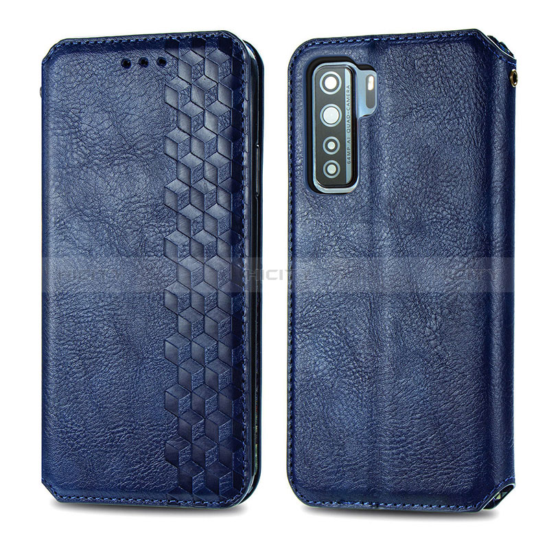 Handytasche Stand Schutzhülle Flip Leder Hülle S01D für Huawei Nova 7 SE 5G Blau