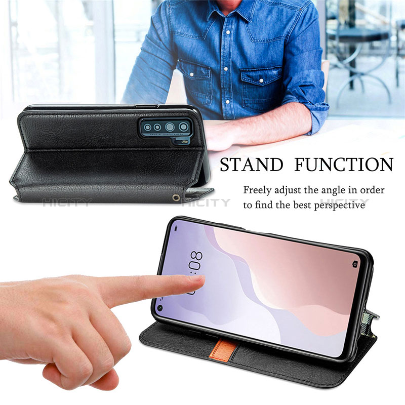 Handytasche Stand Schutzhülle Flip Leder Hülle S01D für Huawei P40 Lite 5G groß