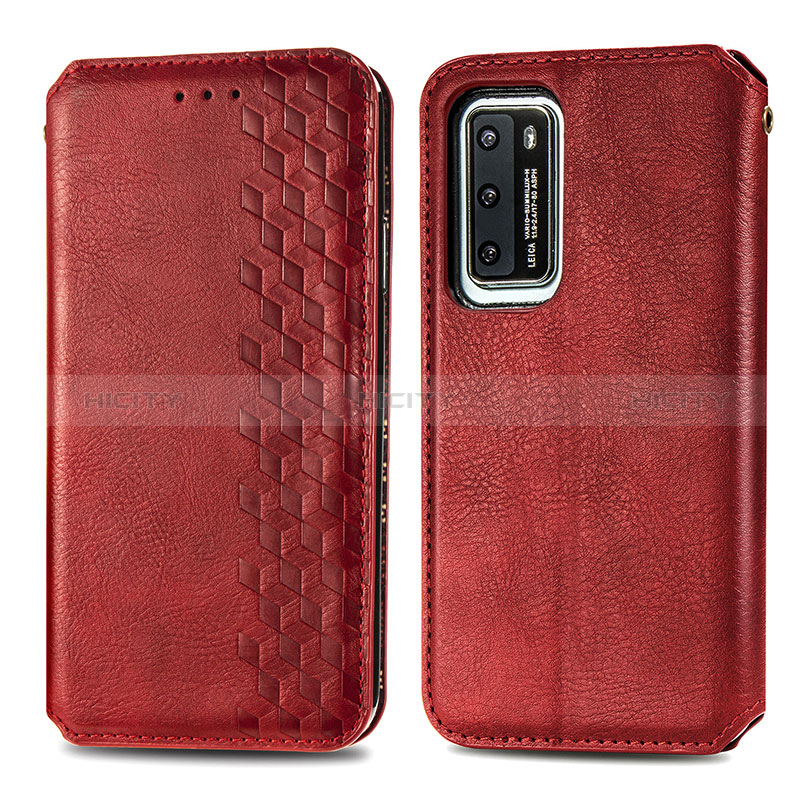 Handytasche Stand Schutzhülle Flip Leder Hülle S01D für Huawei P40 Rot Plus