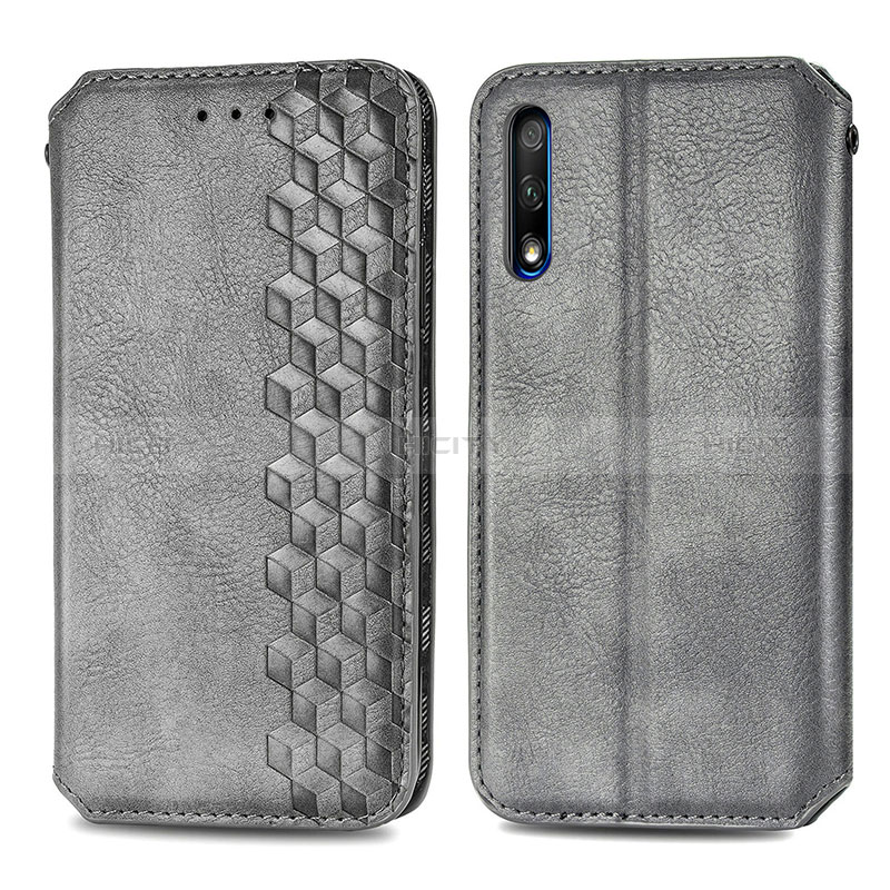 Handytasche Stand Schutzhülle Flip Leder Hülle S01D für Huawei Y9 Prime (2019) Grau Plus