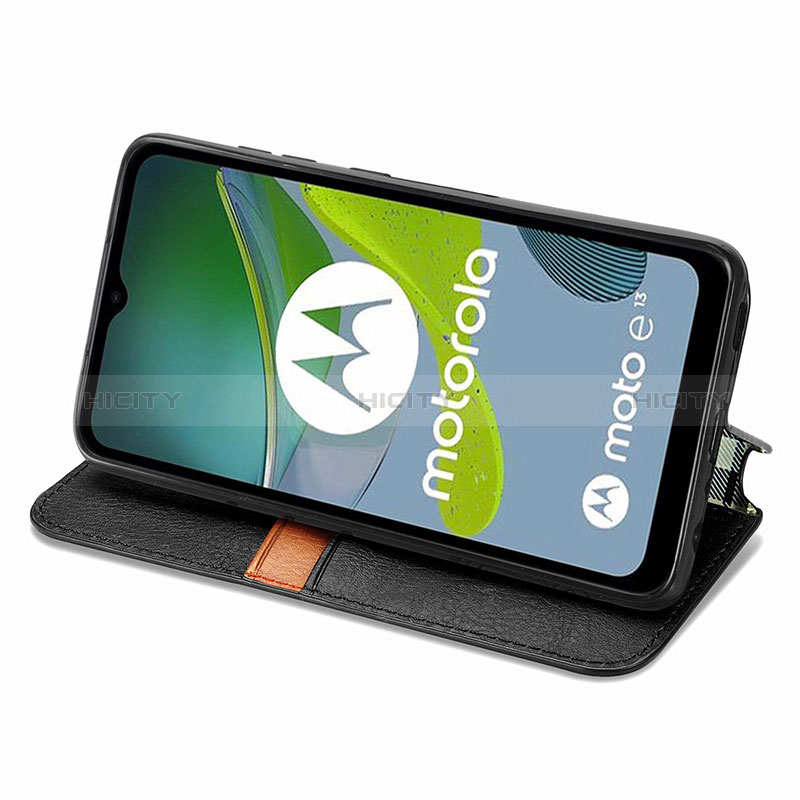 Handytasche Stand Schutzhülle Flip Leder Hülle S01D für Motorola Moto E13