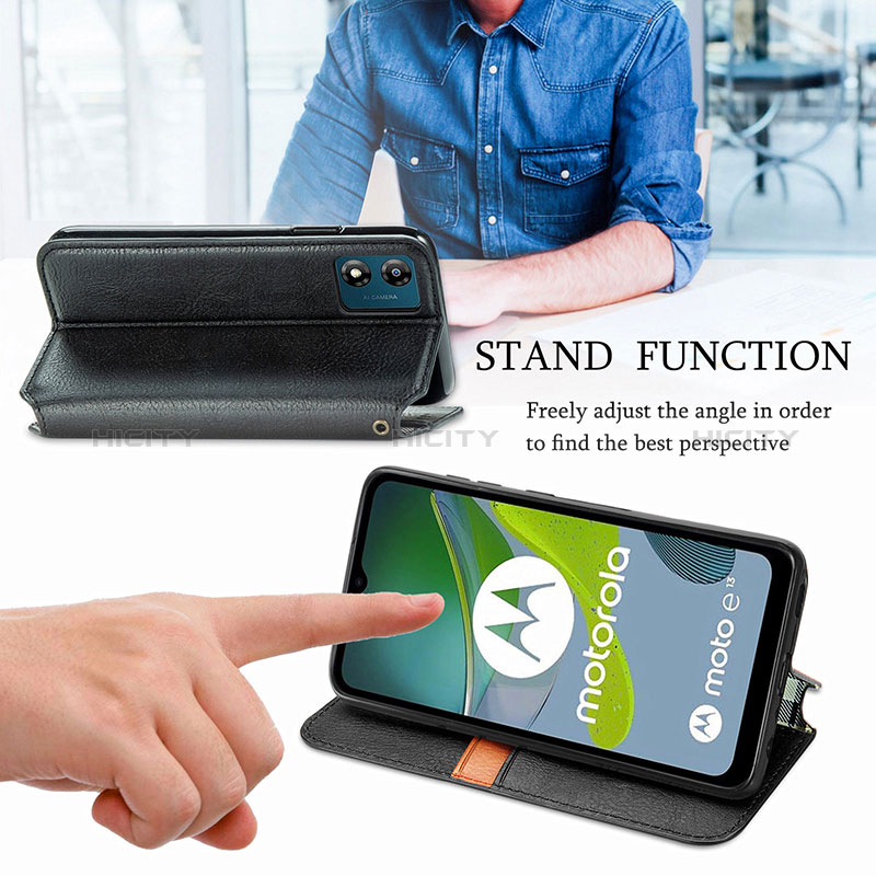 Handytasche Stand Schutzhülle Flip Leder Hülle S01D für Motorola Moto E13