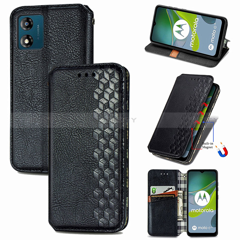 Handytasche Stand Schutzhülle Flip Leder Hülle S01D für Motorola Moto E13