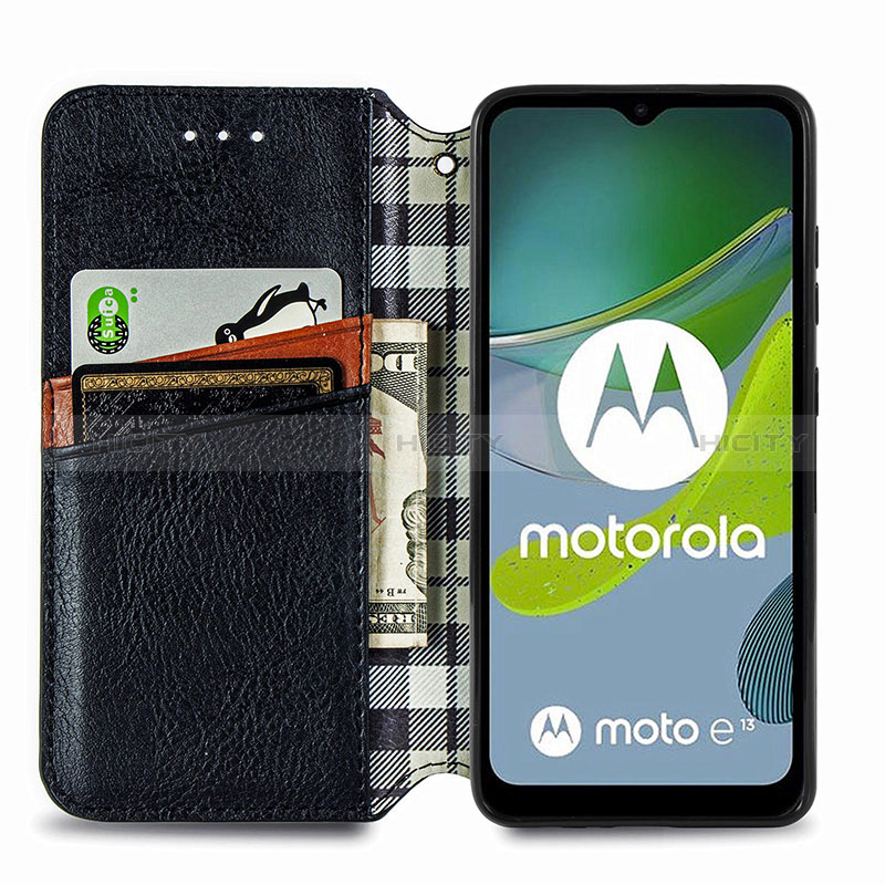 Handytasche Stand Schutzhülle Flip Leder Hülle S01D für Motorola Moto E13