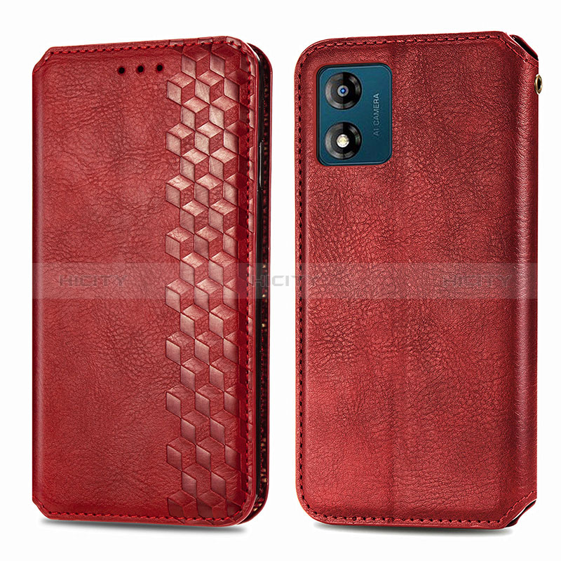 Handytasche Stand Schutzhülle Flip Leder Hülle S01D für Motorola Moto E13 Rot