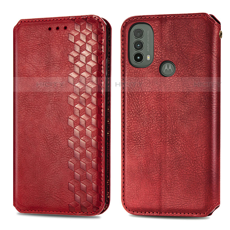 Handytasche Stand Schutzhülle Flip Leder Hülle S01D für Motorola Moto E30 Rot