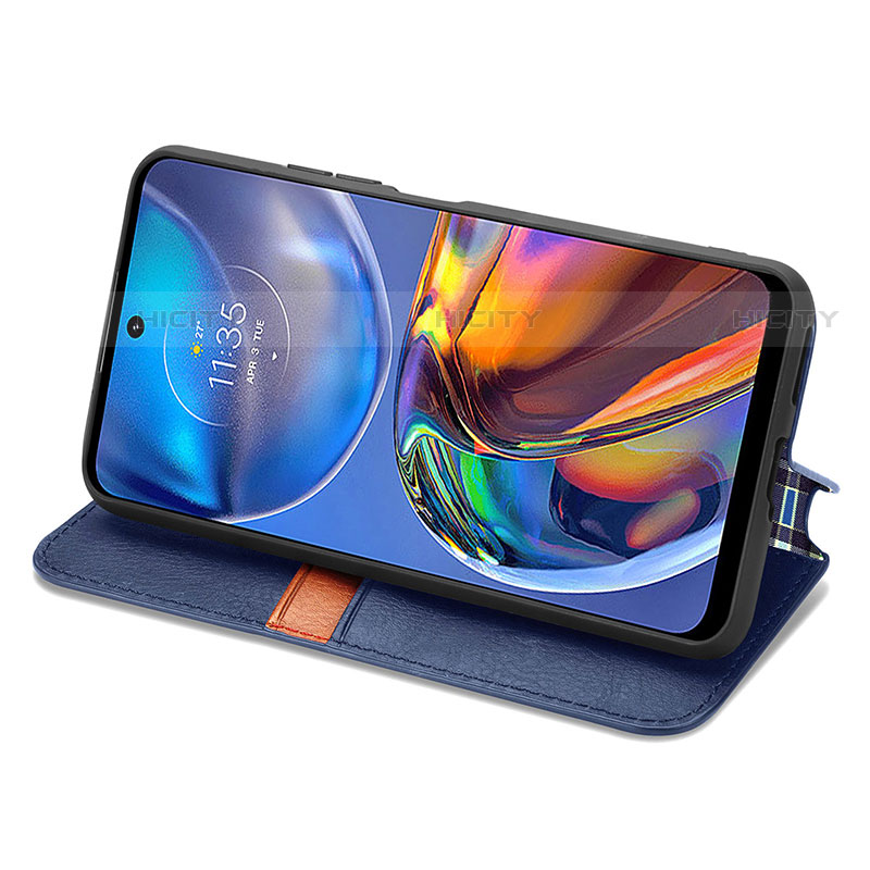 Handytasche Stand Schutzhülle Flip Leder Hülle S01D für Motorola Moto E32