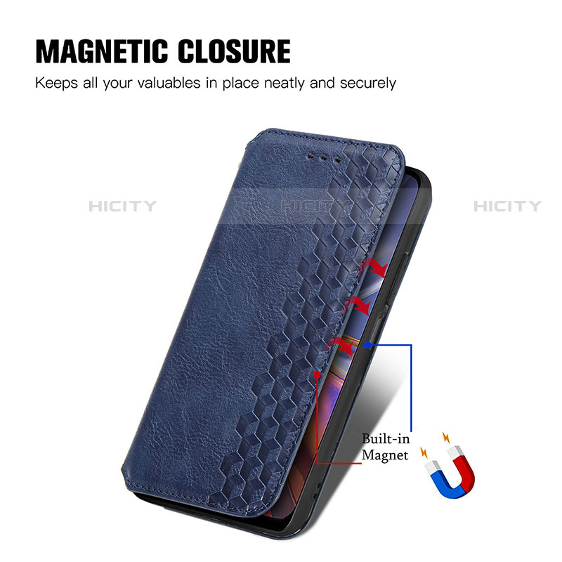 Handytasche Stand Schutzhülle Flip Leder Hülle S01D für Motorola Moto E32s groß