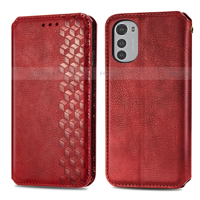 Handytasche Stand Schutzhülle Flip Leder Hülle S01D für Motorola Moto E32s Rot