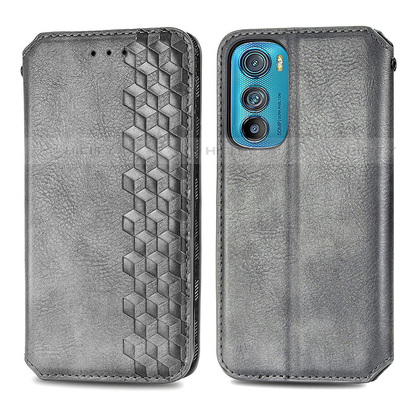 Handytasche Stand Schutzhülle Flip Leder Hülle S01D für Motorola Moto Edge 30 5G Grau