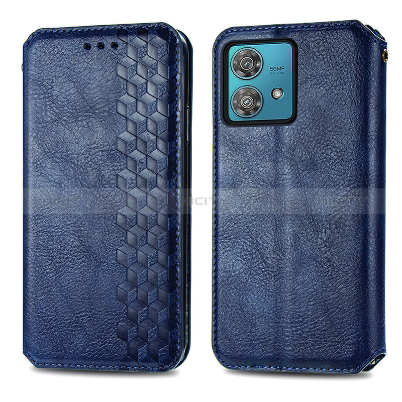 Handytasche Stand Schutzhülle Flip Leder Hülle S01D für Motorola Moto Edge 40 Neo 5G Blau Plus