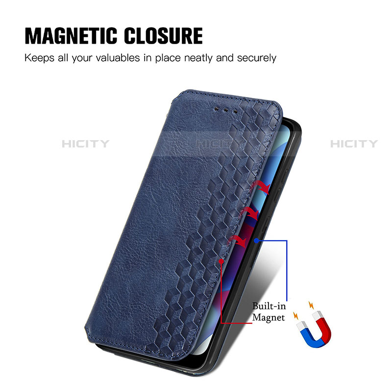 Handytasche Stand Schutzhülle Flip Leder Hülle S01D für Motorola Moto G Pure groß