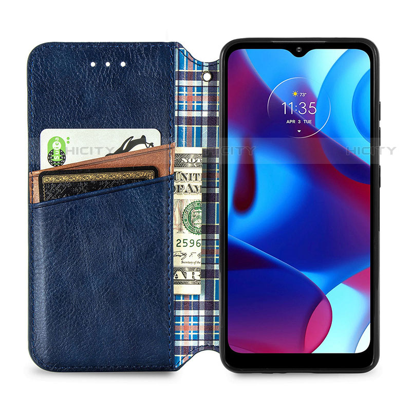 Handytasche Stand Schutzhülle Flip Leder Hülle S01D für Motorola Moto G Pure