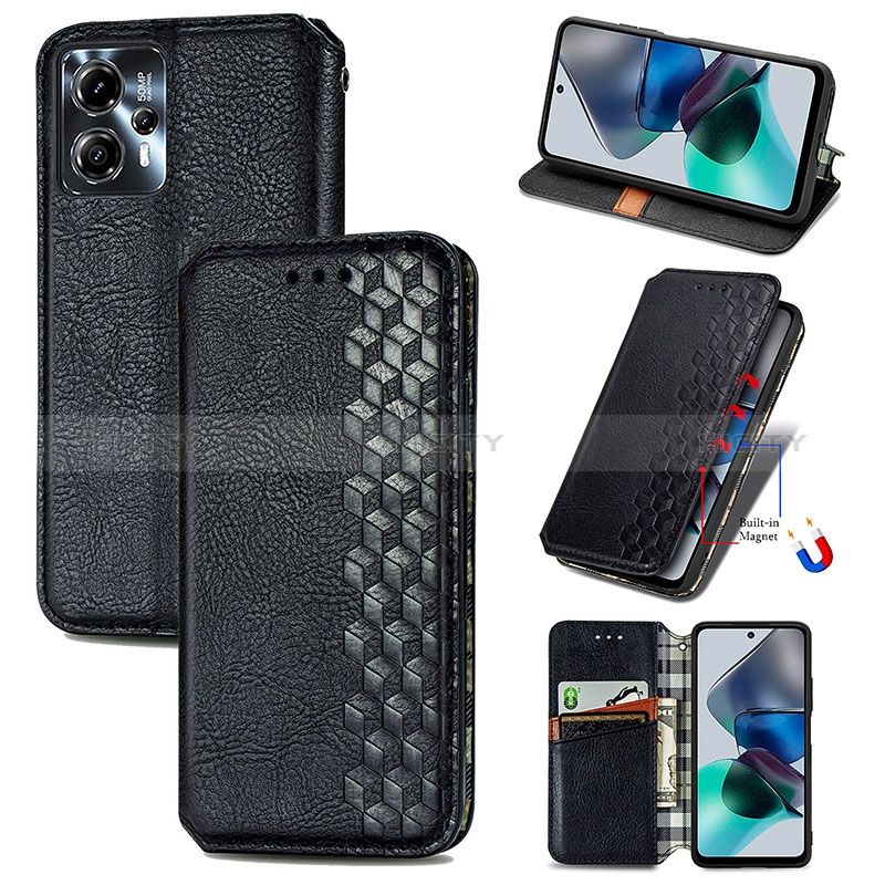 Handytasche Stand Schutzhülle Flip Leder Hülle S01D für Motorola Moto G13