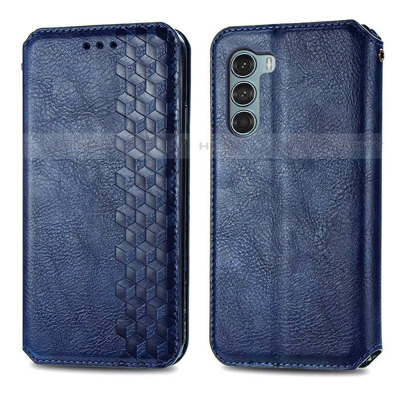 Handytasche Stand Schutzhülle Flip Leder Hülle S01D für Motorola Moto G200 5G Blau Plus