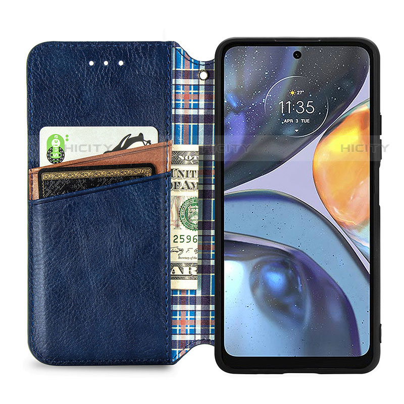 Handytasche Stand Schutzhülle Flip Leder Hülle S01D für Motorola Moto G22 groß