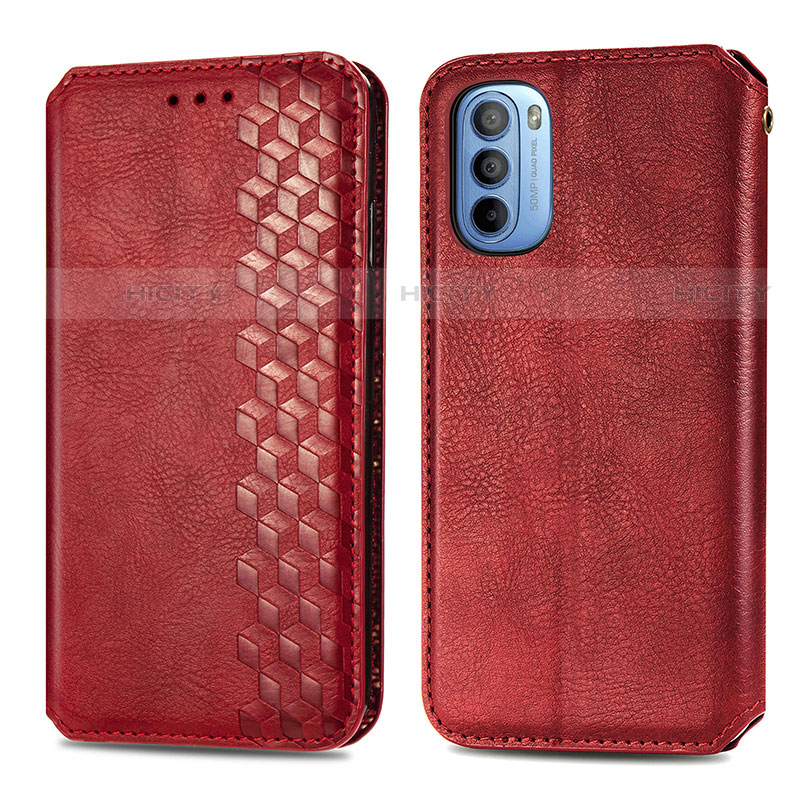 Handytasche Stand Schutzhülle Flip Leder Hülle S01D für Motorola Moto G41 Rot