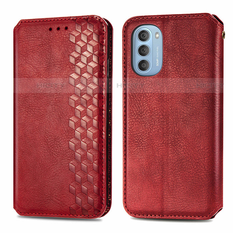 Handytasche Stand Schutzhülle Flip Leder Hülle S01D für Motorola Moto G51 5G Rot