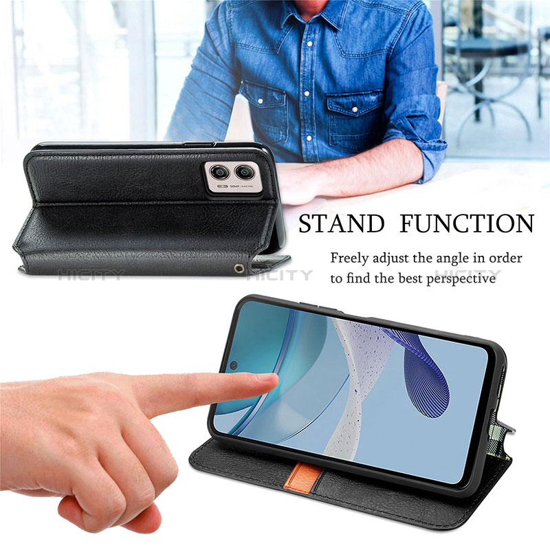 Handytasche Stand Schutzhülle Flip Leder Hülle S01D für Motorola Moto G53 5G