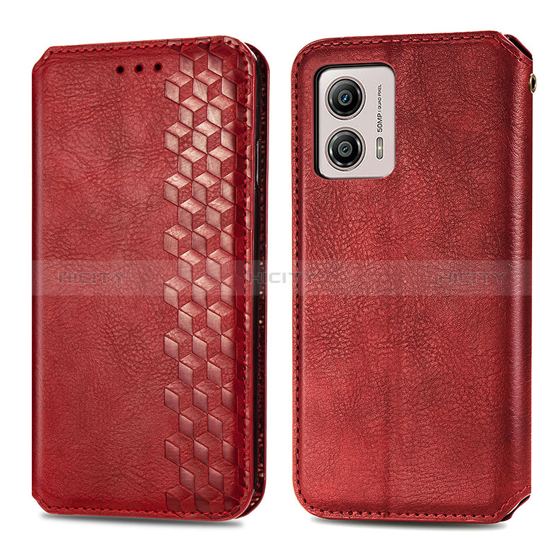 Handytasche Stand Schutzhülle Flip Leder Hülle S01D für Motorola Moto G53j 5G Rot Plus