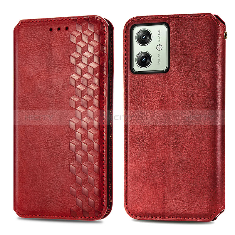 Handytasche Stand Schutzhülle Flip Leder Hülle S01D für Motorola Moto G54 5G Rot Plus