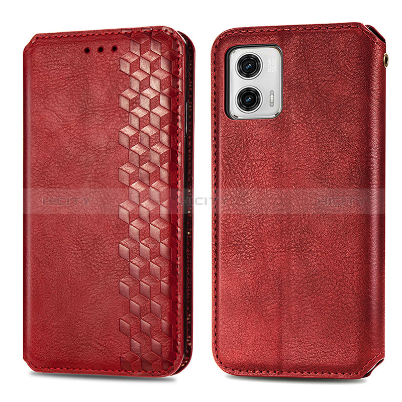 Handytasche Stand Schutzhülle Flip Leder Hülle S01D für Motorola Moto G73 5G Rot