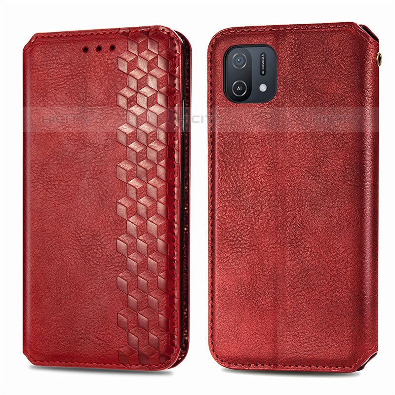 Handytasche Stand Schutzhülle Flip Leder Hülle S01D für Oppo A16K Rot Plus