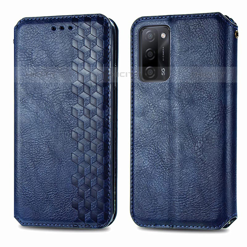 Handytasche Stand Schutzhülle Flip Leder Hülle S01D für Oppo A55 5G Blau Plus