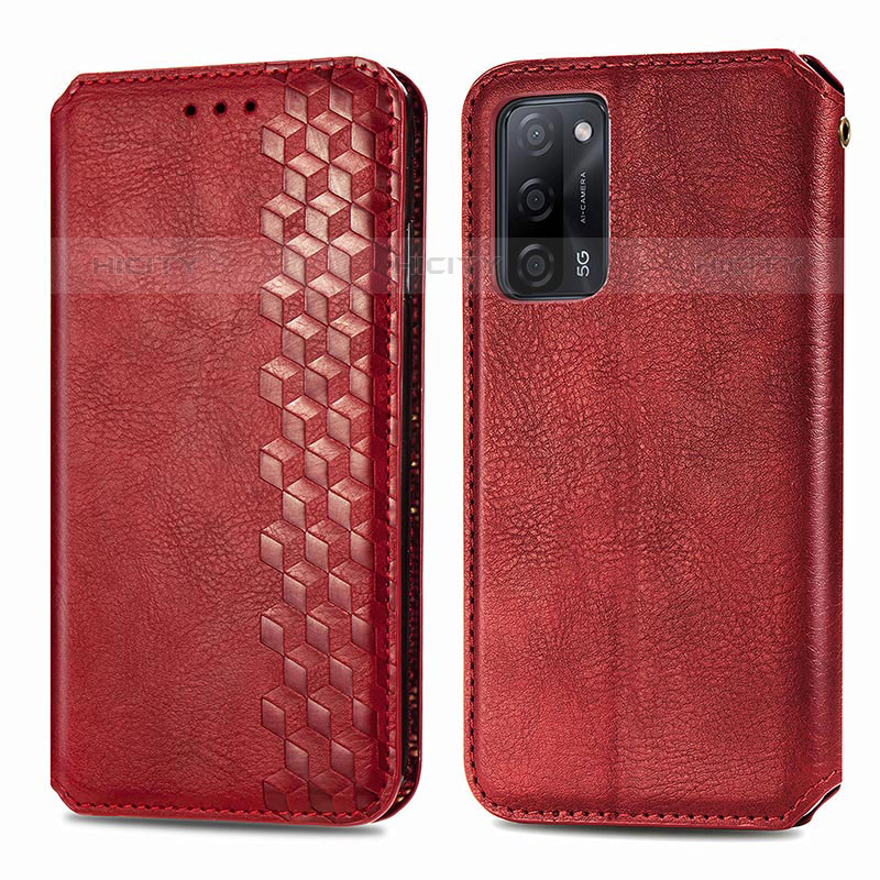 Handytasche Stand Schutzhülle Flip Leder Hülle S01D für Oppo A55 5G Rot Plus