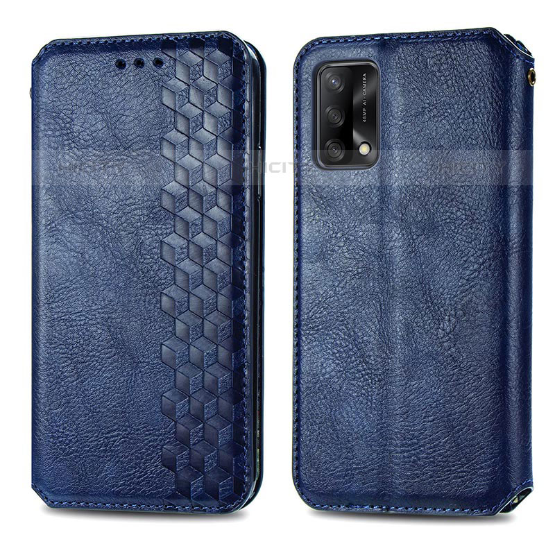 Handytasche Stand Schutzhülle Flip Leder Hülle S01D für Oppo A74 4G Blau Plus