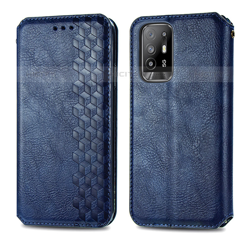 Handytasche Stand Schutzhülle Flip Leder Hülle S01D für Oppo A95 5G Blau Plus