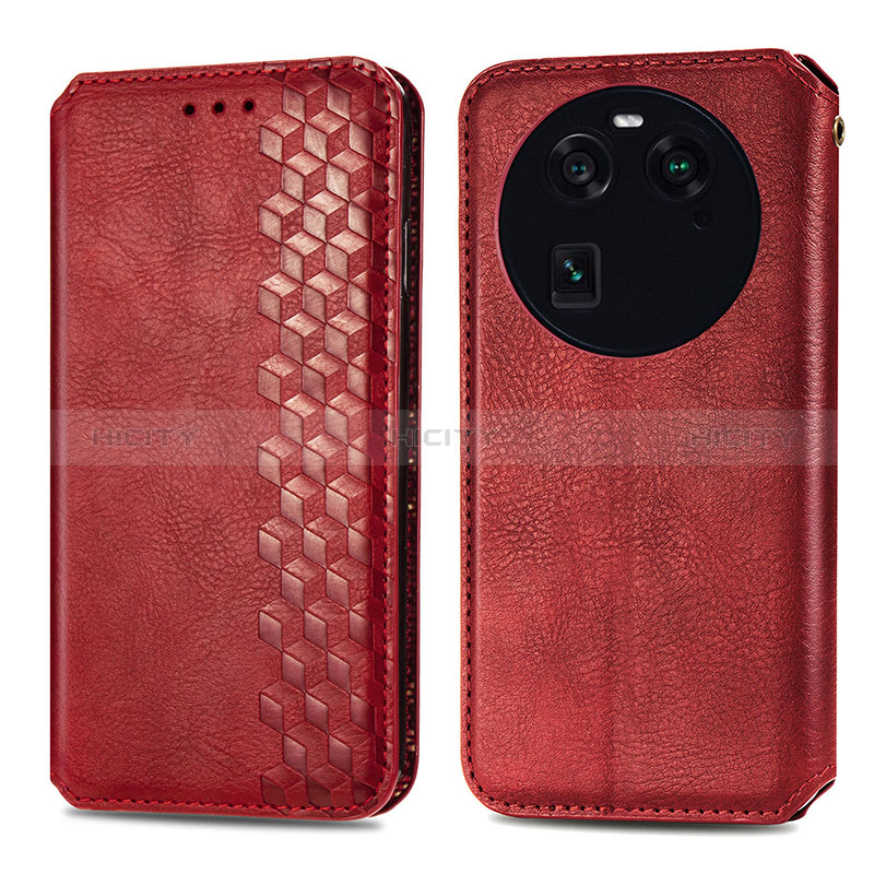 Handytasche Stand Schutzhülle Flip Leder Hülle S01D für Oppo Find X6 5G Rot Plus