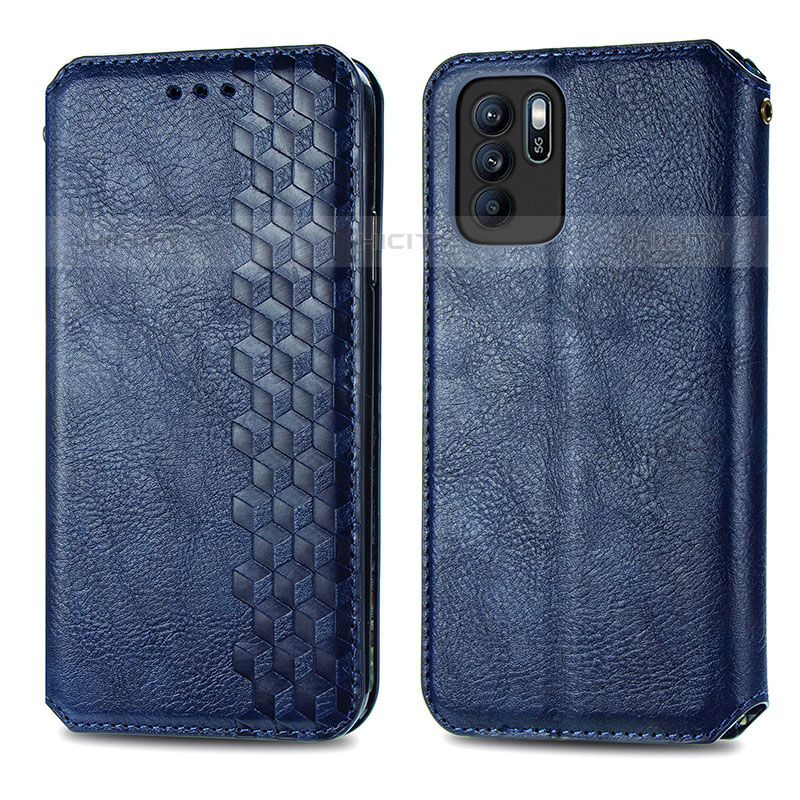 Handytasche Stand Schutzhülle Flip Leder Hülle S01D für Oppo Reno6 Z 5G Blau Plus