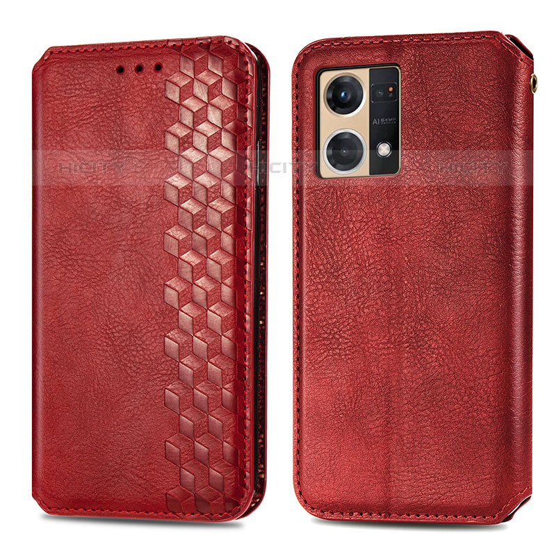 Handytasche Stand Schutzhülle Flip Leder Hülle S01D für Oppo Reno7 4G Rot Plus