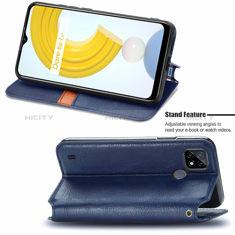 Handytasche Stand Schutzhülle Flip Leder Hülle S01D für Realme C21Y groß