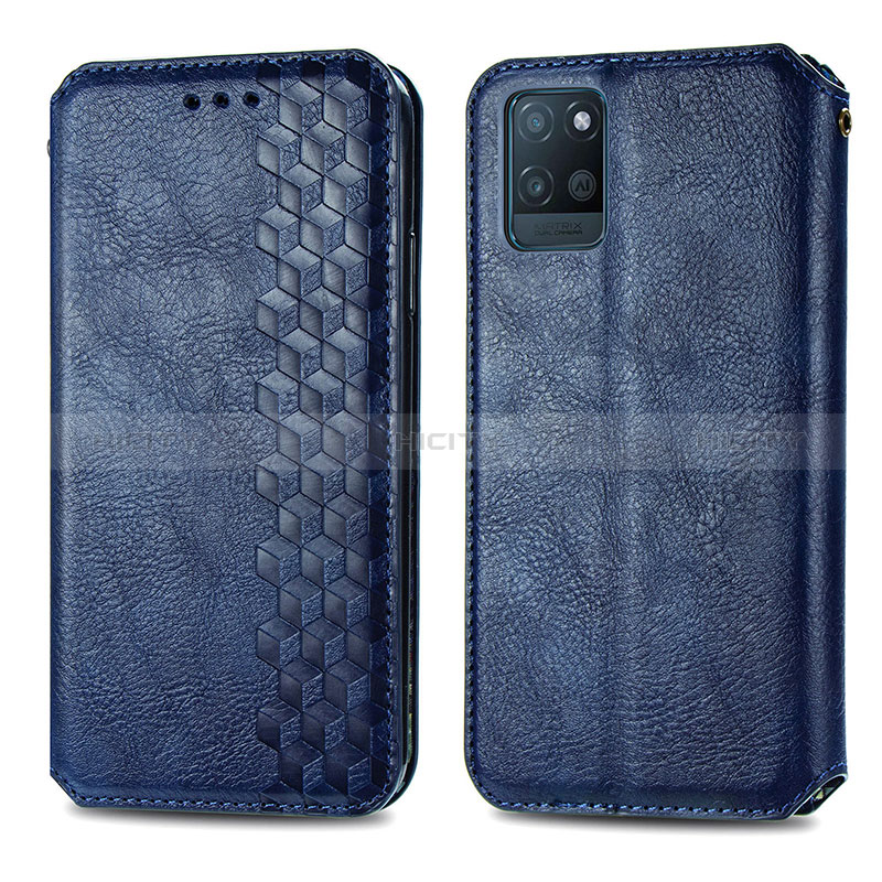 Handytasche Stand Schutzhülle Flip Leder Hülle S01D für Realme V11s 5G Blau