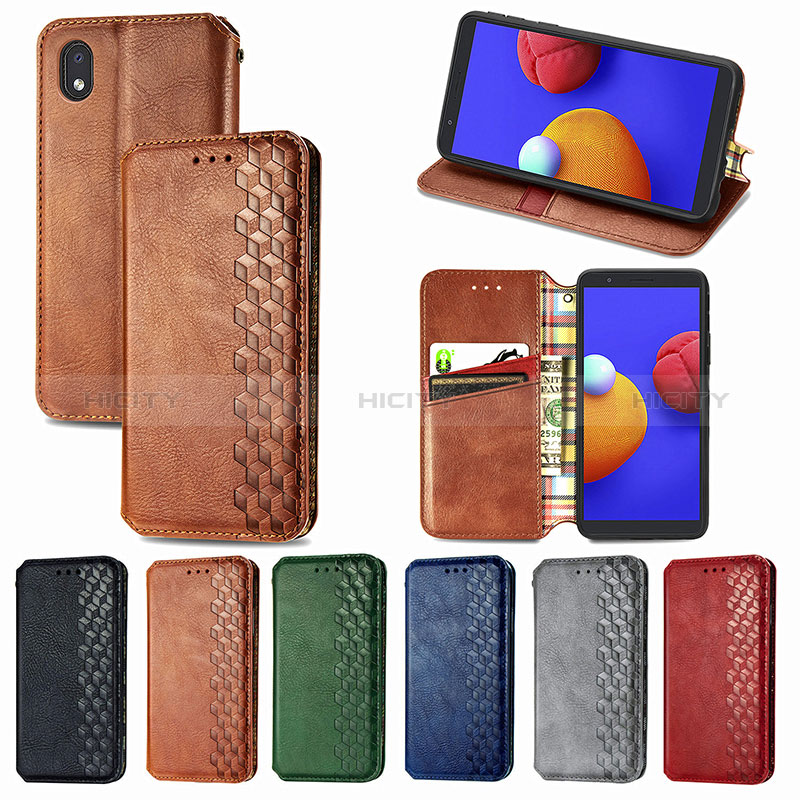 Handytasche Stand Schutzhülle Flip Leder Hülle S01D für Samsung Galaxy A01 Core groß