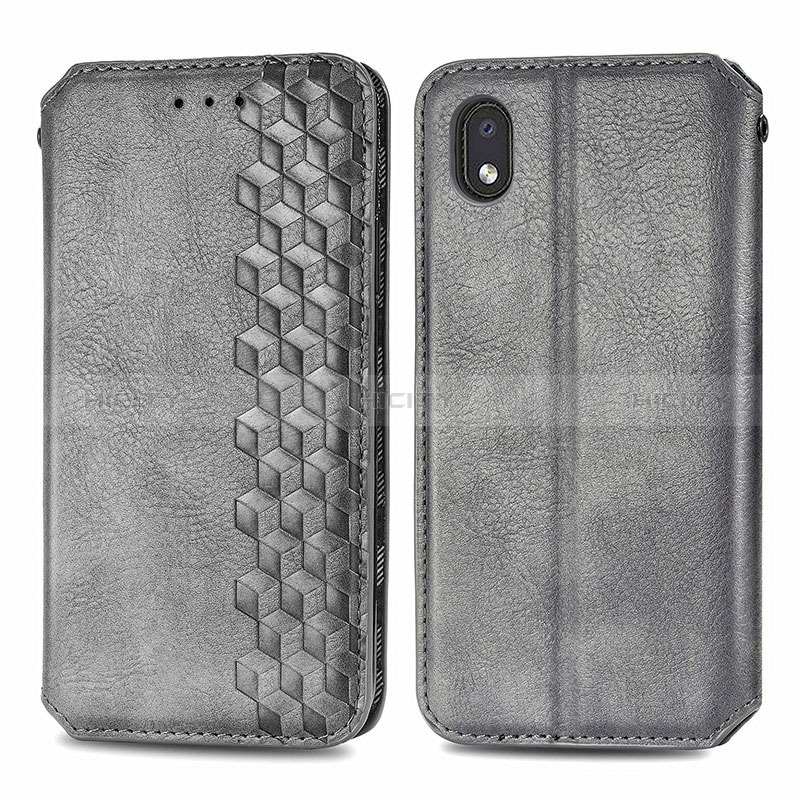 Handytasche Stand Schutzhülle Flip Leder Hülle S01D für Samsung Galaxy A01 Core Grau Plus