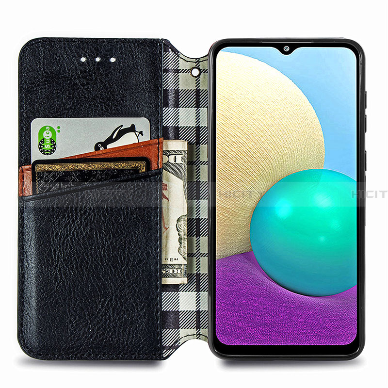 Handytasche Stand Schutzhülle Flip Leder Hülle S01D für Samsung Galaxy A02 groß