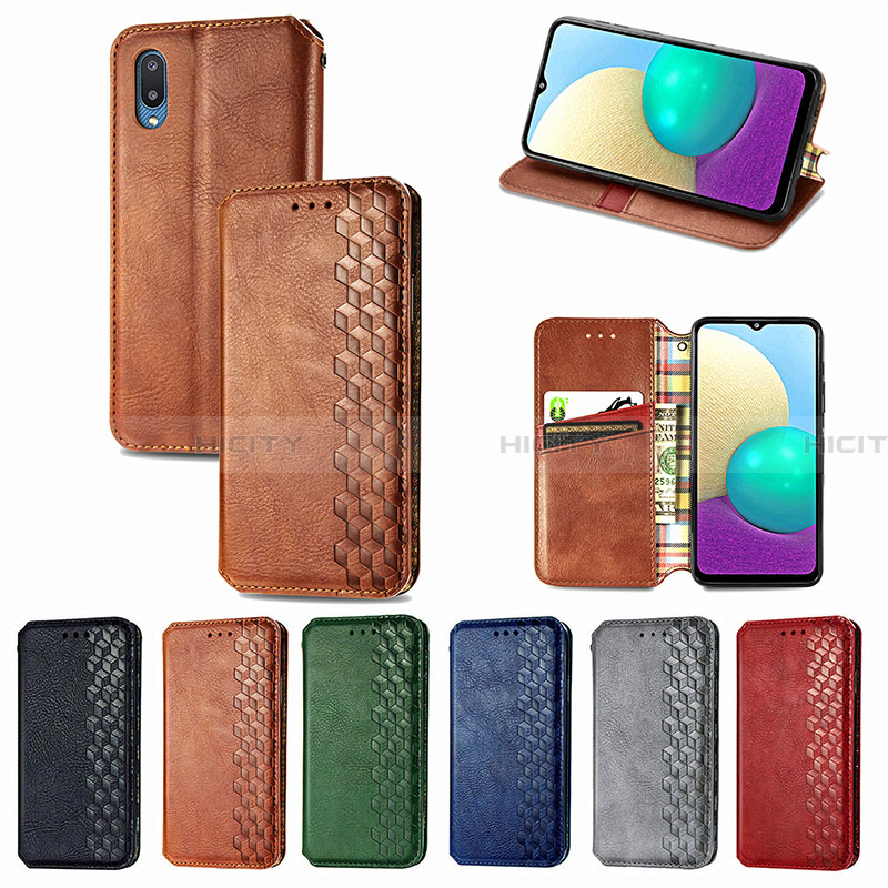 Handytasche Stand Schutzhülle Flip Leder Hülle S01D für Samsung Galaxy A02 groß