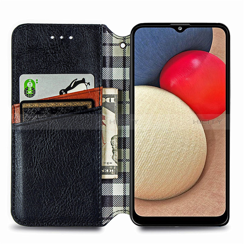 Handytasche Stand Schutzhülle Flip Leder Hülle S01D für Samsung Galaxy A02s groß