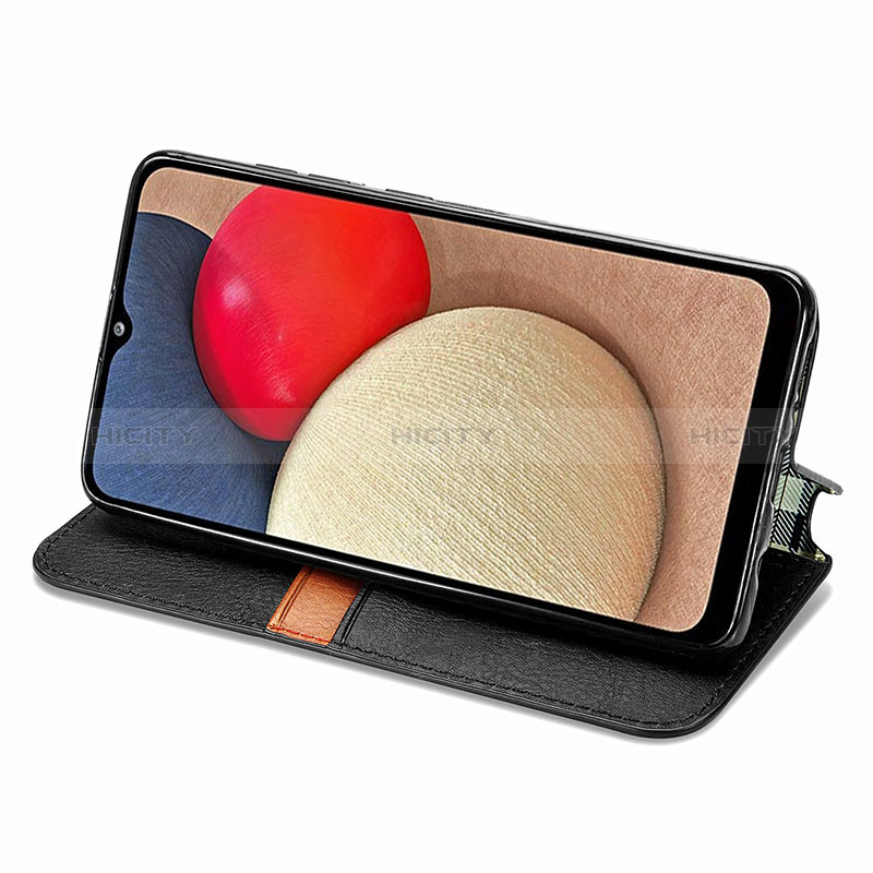 Handytasche Stand Schutzhülle Flip Leder Hülle S01D für Samsung Galaxy A02s groß