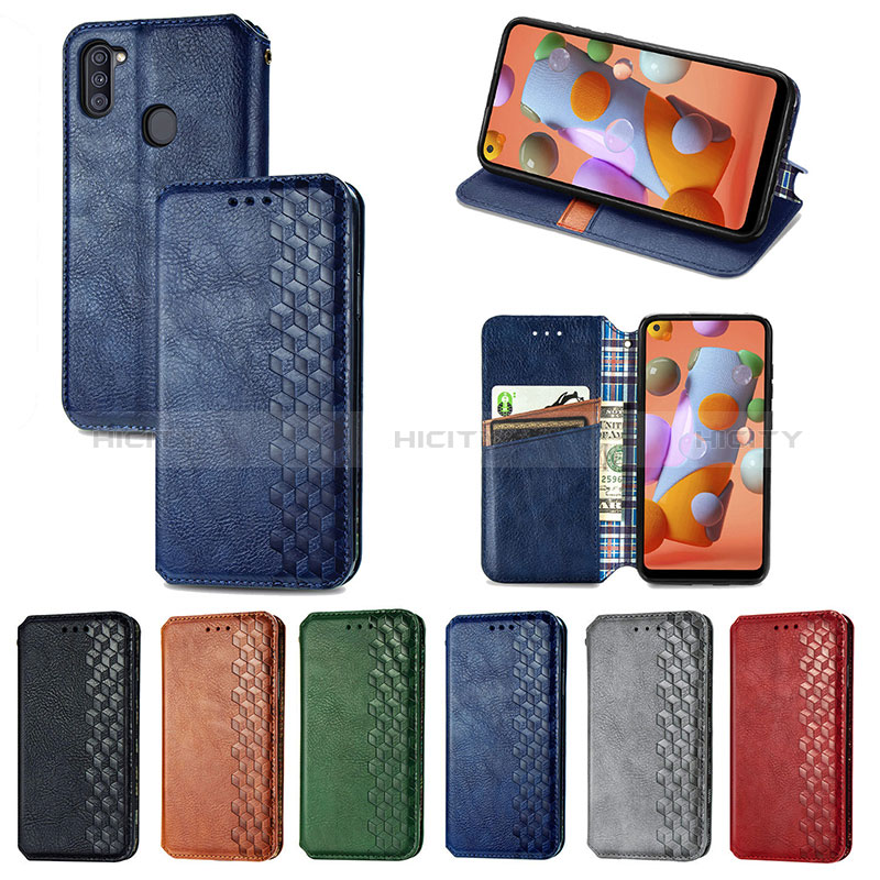 Handytasche Stand Schutzhülle Flip Leder Hülle S01D für Samsung Galaxy A11 groß