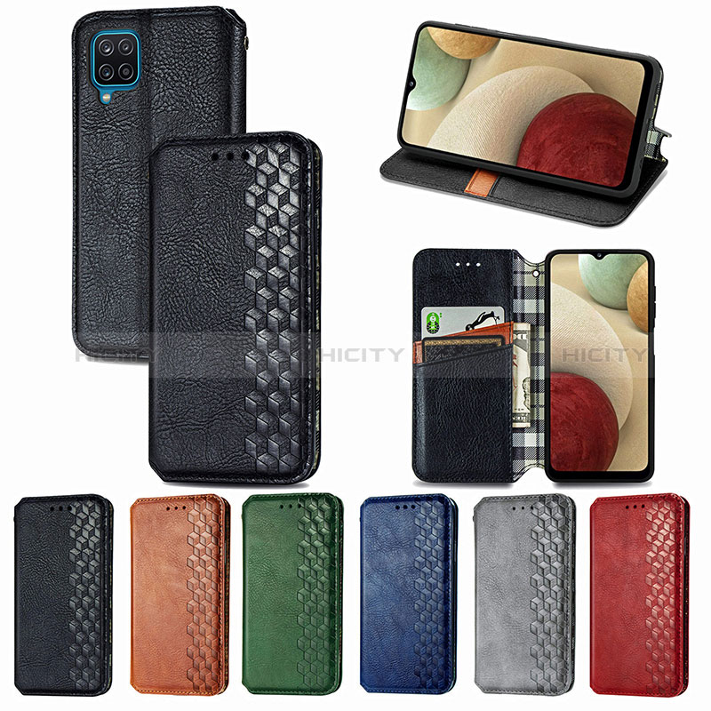 Handytasche Stand Schutzhülle Flip Leder Hülle S01D für Samsung Galaxy A12 groß