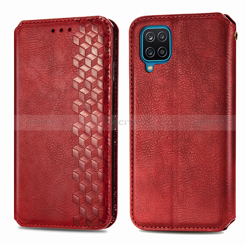 Handytasche Stand Schutzhülle Flip Leder Hülle S01D für Samsung Galaxy A12 Nacho Rot Plus