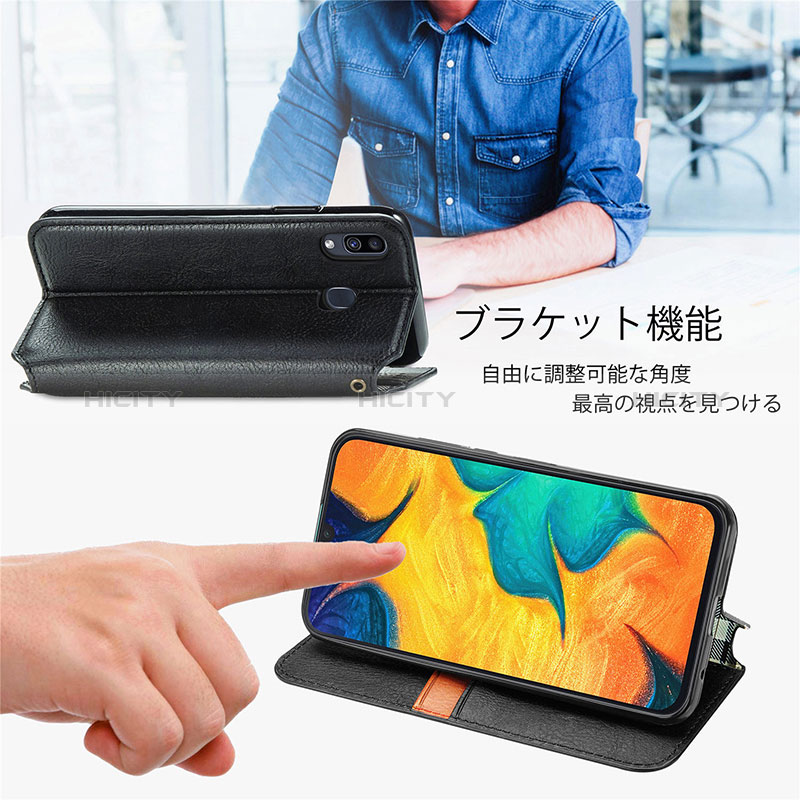 Handytasche Stand Schutzhülle Flip Leder Hülle S01D für Samsung Galaxy A20 groß