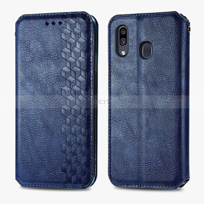 Handytasche Stand Schutzhülle Flip Leder Hülle S01D für Samsung Galaxy A20 groß